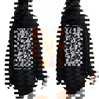 Retro Groovy Total Solar Eclipse April 08 2024 Women Oversized Hoodie Back Print | Mazezy