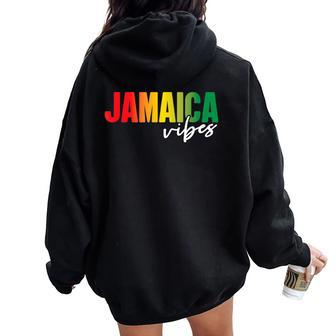 Retro Jamaica Vibes Jamaican Girls Vacation Souvenir Women Oversized Hoodie Back Print - Seseable