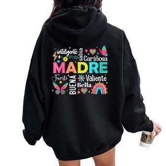 Retro Madre Ella Es Mamá Spanish Blessed Mom Mother's Day Women Oversized Hoodie Back Print - Seseable