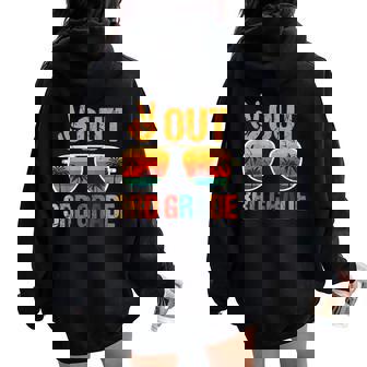 Retro Peace Out 3Rd Grade Groovy Happy Last Day Of School Women Oversized Hoodie Back Print | Mazezy