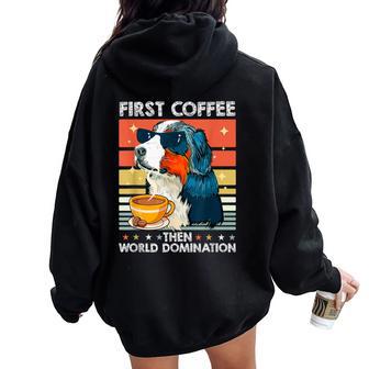 Retro Pet Sunglasses Coffee Vintage Bernese Mountain Dog Women Oversized Hoodie Back Print - Monsterry CA