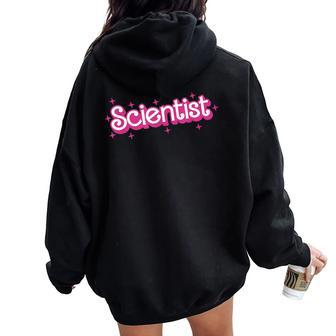 Retro Pink Scientist Science Teacher Back To School Women Oversized Hoodie Back Print | Mazezy