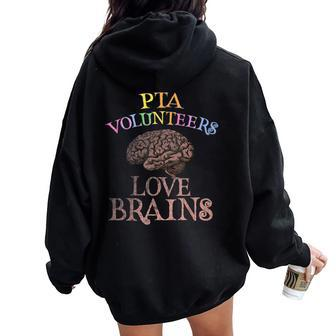 Retro Pta Volunrs Love Brains This Is My Scary Mom Dad Women Oversized Hoodie Back Print - Monsterry