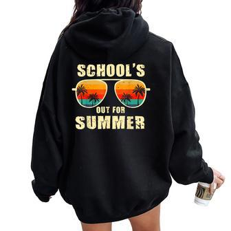 Retro Schools Out For Summer Last Day Of School Teacher Boy Women Oversized Hoodie Back Print - Seseable
