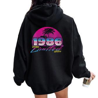 Retro Sunset 1986 Limited Edition Vintage Women Oversized Hoodie Back Print - Monsterry