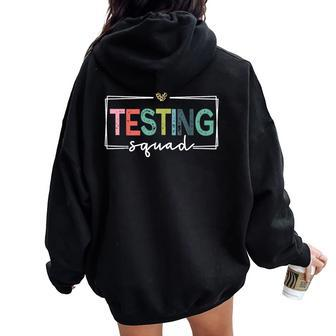 Retro Testing Squad Teacher Test Day Women Oversized Hoodie Back Print - Thegiftio UK