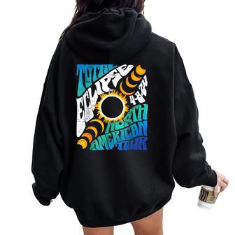 Retro Total Eclipse 2024 Groovy North American Tour Concert Women Oversized Hoodie Back Print - Seseable
