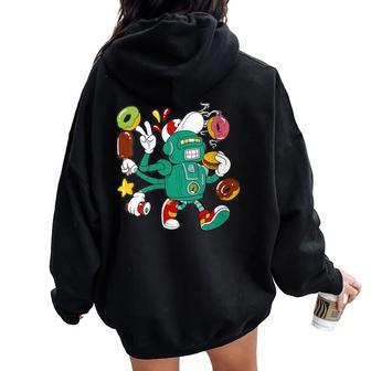 Robot And Doughnuts Donut Robot Women Oversized Hoodie Back Print - Monsterry AU