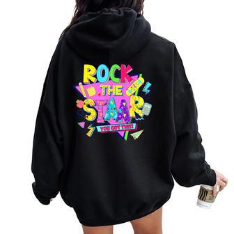 Rock The Staar Test Testing Day Retro Groovy Teacher Stars Women Oversized Hoodie Back Print | Mazezy