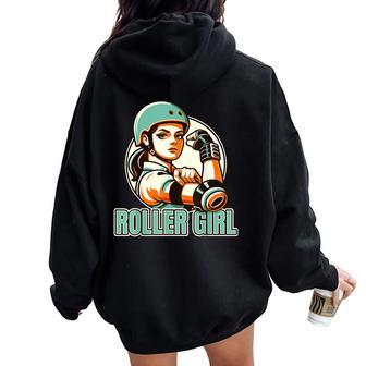 Roller Derby Girl Roller Derby Women Oversized Hoodie Back Print - Thegiftio UK