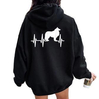 Rough Collie Heartbeat Dog Mom Dad Pet Women Oversized Hoodie Back Print - Monsterry