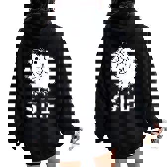 Sarcastic Rude Sheep No Dilf Or Milfs Silf Sheep Women Oversized Hoodie Back Print - Thegiftio UK