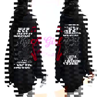 Saxophonist Girl Never Underestimate A Girl With A Saxophone Women Oversized Hoodie Back Print - Thegiftio UK