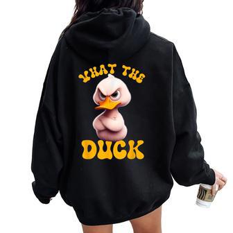 Saying What-The-Duck Duck Friends Women Oversized Hoodie Back Print - Seseable