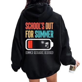 Schools Out For Summer Teacher Last Day Of School Women Oversized Hoodie Back Print - Seseable