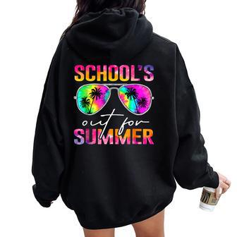 Schools Out For Summer Tie Dye Last Day Of School Teacher Women Oversized Hoodie Back Print - Seseable
