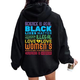 Science Is Real Black Lives Matter Rainbow Lgbt Pride Gay Women Oversized Hoodie Back Print - Monsterry UK