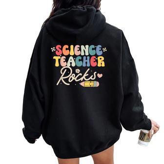 Science Teacher Rocks Back To School Women Women Oversized Hoodie Back Print - Monsterry CA