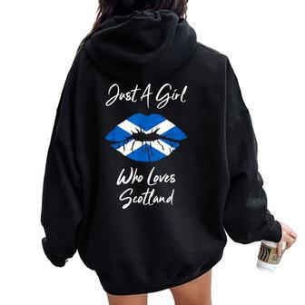 Scottish Flag Girls Ladies Lips Love Scotland Women Oversized Hoodie Back Print - Thegiftio UK