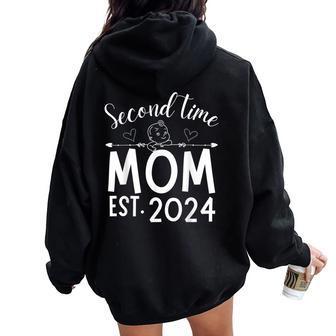 Second Time Mom Pregnancy Mother's Day Soon To Be Mom Women Oversized Hoodie Back Print - Thegiftio UK