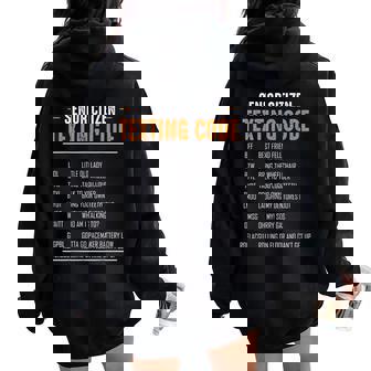 Senior Citizen Texting Code Sarcastic Humor Quotes Women Oversized Hoodie Back Print - Thegiftio UK