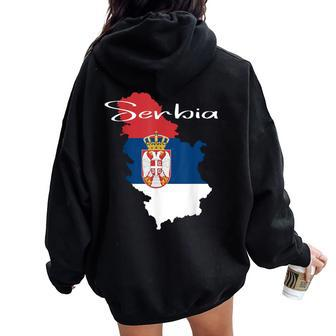 Serbia Serbian Maps Serbia Flag For Women Women Oversized Hoodie Back Print - Thegiftio UK