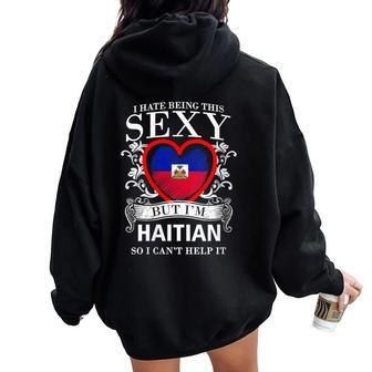 Sexy Haitian I Heart Flag Women Oversized Hoodie Back Print - Monsterry DE