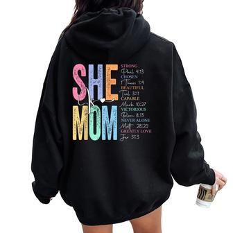 She Is Mom Religious Believe Verses Christian Women Oversized Hoodie Back Print | Mazezy
