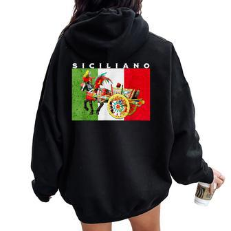 Siciliano Horse Folklore Italian Sicily Women Oversized Hoodie Back Print - Monsterry DE
