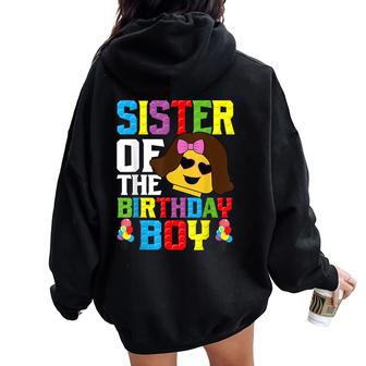 Sister Of The Birthday Boy Building Blocks Master Builder Women Oversized Hoodie Back Print - Monsterry DE