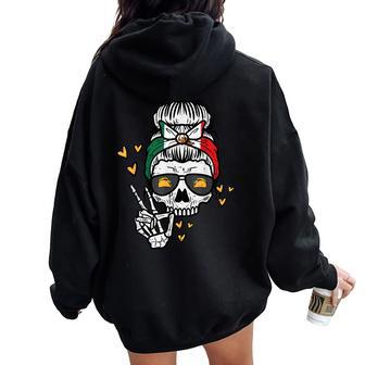Skeleton Mexico Cinco De Mayo Mexican Independence Day Women Oversized Hoodie Back Print - Seseable