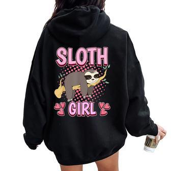 Sloth Girl Sloth Women Oversized Hoodie Back Print - Thegiftio UK