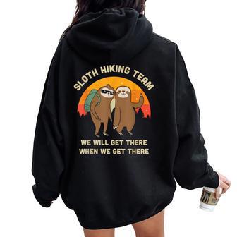 Sloth Hiking Team Vintage Women Oversized Hoodie Back Print - Monsterry AU