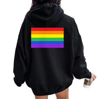 Small Pride Flag Subtle Pride Rainbow Lgbt Gay Pride Month Women Oversized Hoodie Back Print - Monsterry