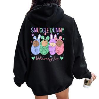 Snuggle Bunny Delivery Co Easter L&D Nurse Mother Baby Nurse Women Oversized Hoodie Back Print - Thegiftio UK