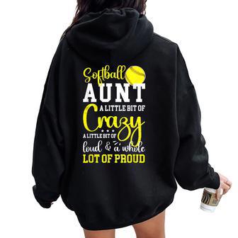 Softball Aunt Proud Aunt Of A Softball Player Aunt Women Oversized Hoodie Back Print - Monsterry CA