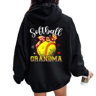 Softball Grandma Headband Leopard Softball Ball Mother's Day Women Oversized Hoodie Back Print | Mazezy UK