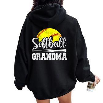 Softball Grandma Softball Player Game Day Mother's Day Women Oversized Hoodie Back Print - Seseable
