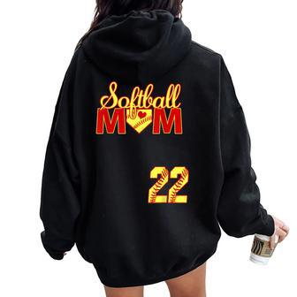 Softball Mom Mother's Day 22 Fastpitch Jersey Number 22 Women Oversized Hoodie Back Print - Monsterry UK