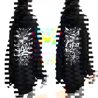 Softball Player Fan Girl Softball Women Oversized Hoodie Back Print | Mazezy