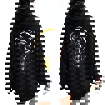 Solar Eclipse Cat 2024 Totality April 8 Girls Boys Women Oversized Hoodie Back Print | Mazezy