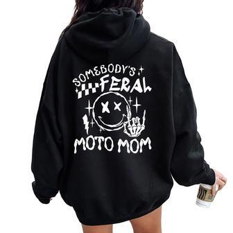 Somebody's Feral Moto Mom Women Oversized Hoodie Back Print - Seseable