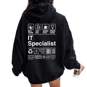 It Specialist Sarcastic Label Women Oversized Hoodie Back Print - Thegiftio UK