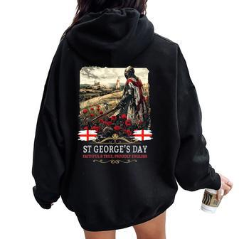 St Georges Day Outfit Idea For & Novelty English Flag Women Oversized Hoodie Back Print - Thegiftio UK