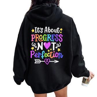 Staar Test About Progress State Test Teacher Testing Monitor Women Oversized Hoodie Back Print - Monsterry AU
