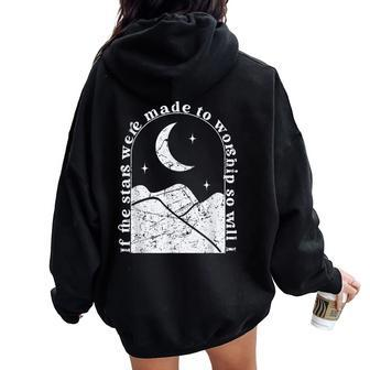 If The Stars Were Made To Worship So Will I Christian Boho Women Oversized Hoodie Back Print - Monsterry AU
