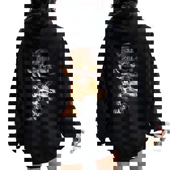 Steampunk Mr Giraffe Women Oversized Hoodie Back Print - Thegiftio