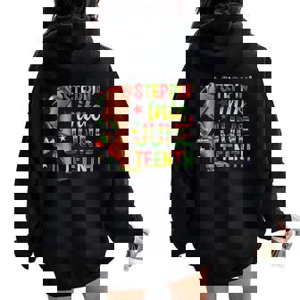 Steppin Into Junenth African Queen High Heels Black Women Women Oversized Hoodie Back Print | Mazezy