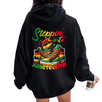 Stepping Into Junenth Afro Black Girls Women Oversized Hoodie Back Print - Thegiftio UK