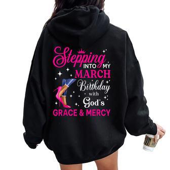 Stepping Into My March Girls High Heels Birthday Women Oversized Hoodie Back Print - Seseable